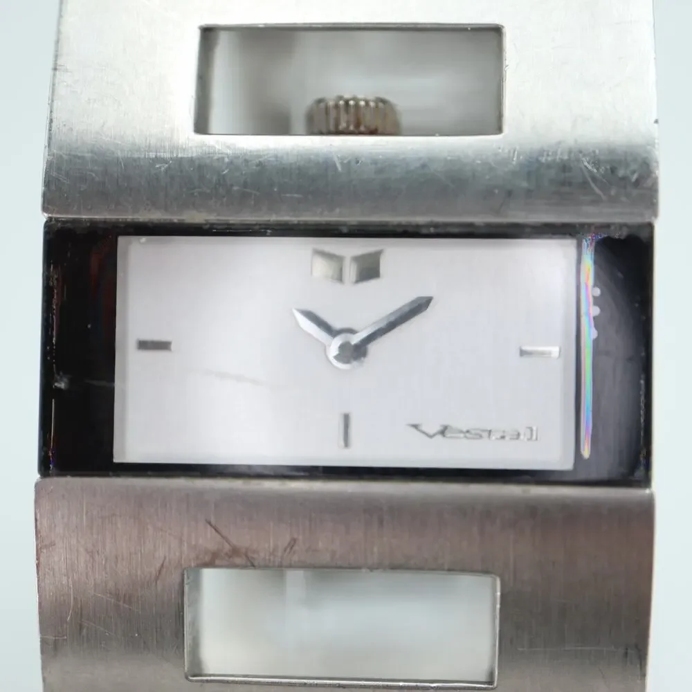 Vestal Seville Silver Tone Watch 27mm Rectangle Dial Stainless Steel New Battery